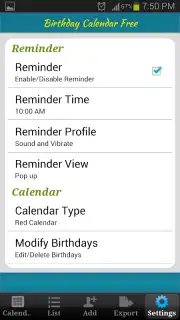 Birthday Calendar Free Screenshot 6